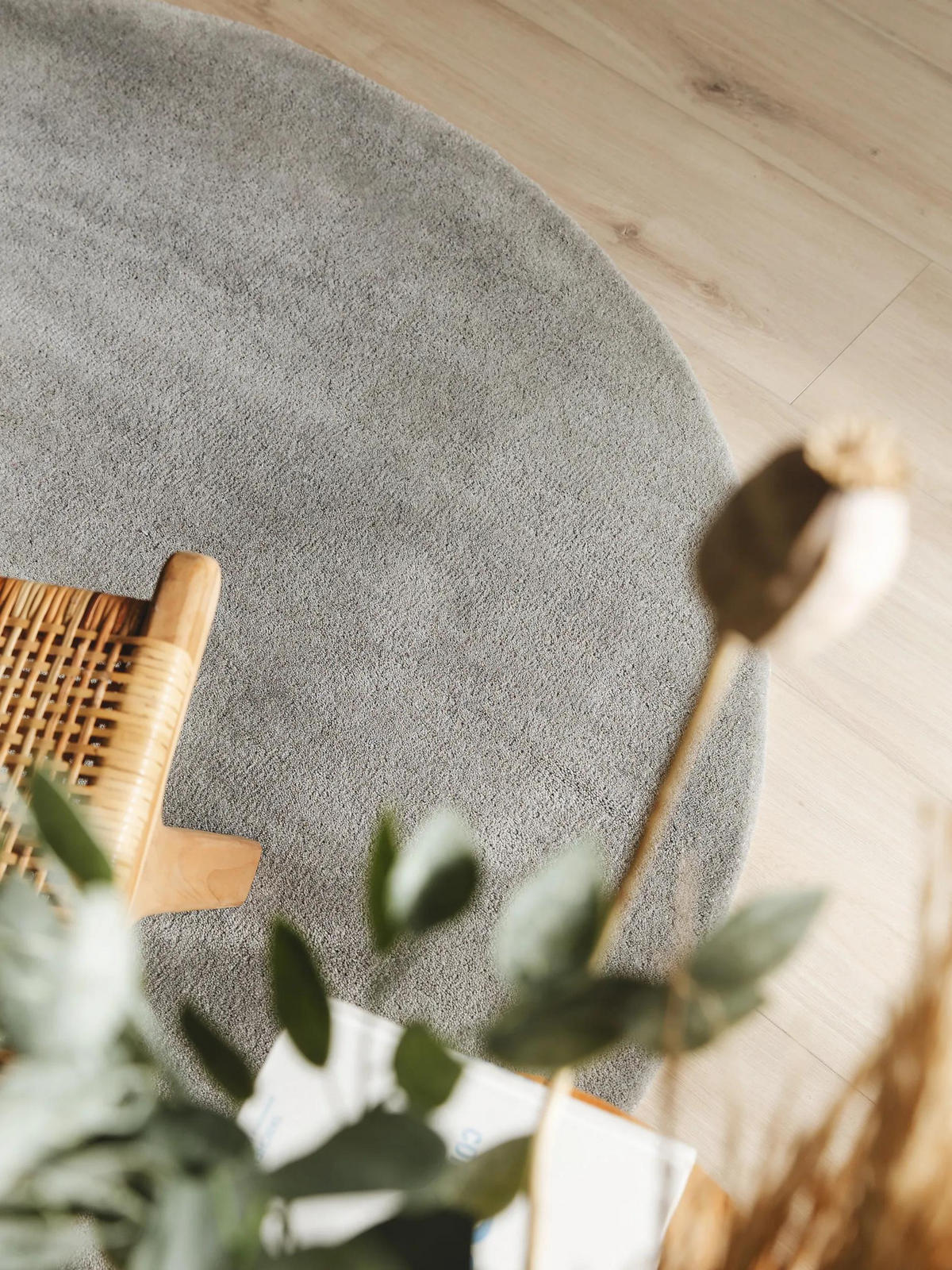 WOLLTEPPICH Bent Grau ø 200 cm rund - Grau, Textil (200/200cm) - benuta Nest