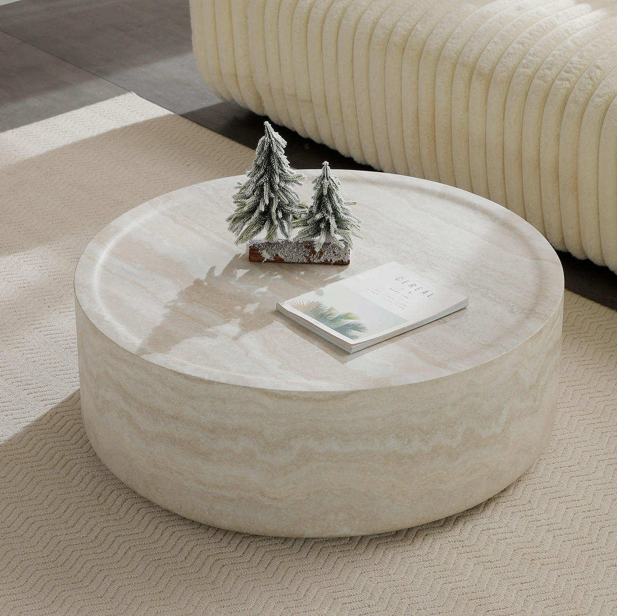 COUCHTISCH 80 cm aus Fiberglas in Beige – leicht und pflegeleicht - Beige, Glas (80/80/30.5cm) - BEAOK