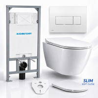 WC-SET ROLO Weiß, Slim-Sitz, Vorwandelement und Betätigungsplatte M371 Chrom - Weiß, Keramik (53/119.5/48.5cm) - bad land