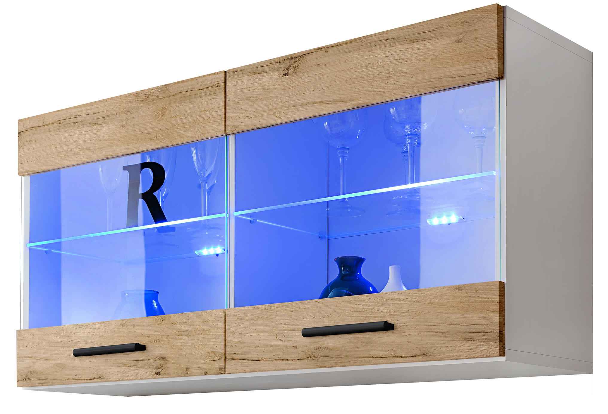 Komodee Hängevitrine Weiß, Eiche Wotan 100x50x27.2 cm
