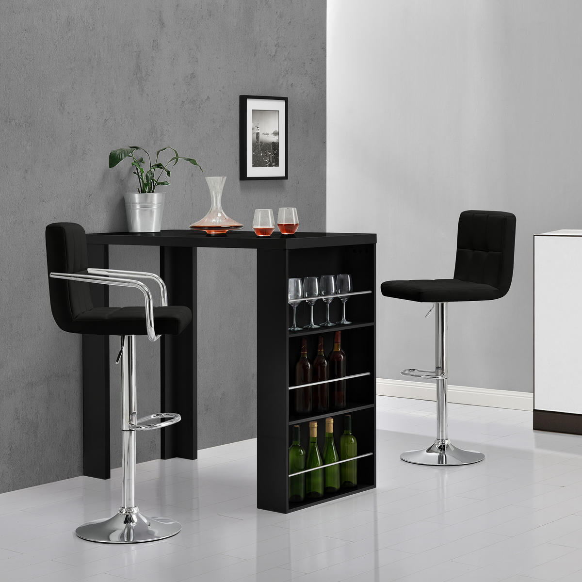 BARTISCH Bonn - Schwarz, Holzwerkstoff (57/117/106cm) - [en.casa]