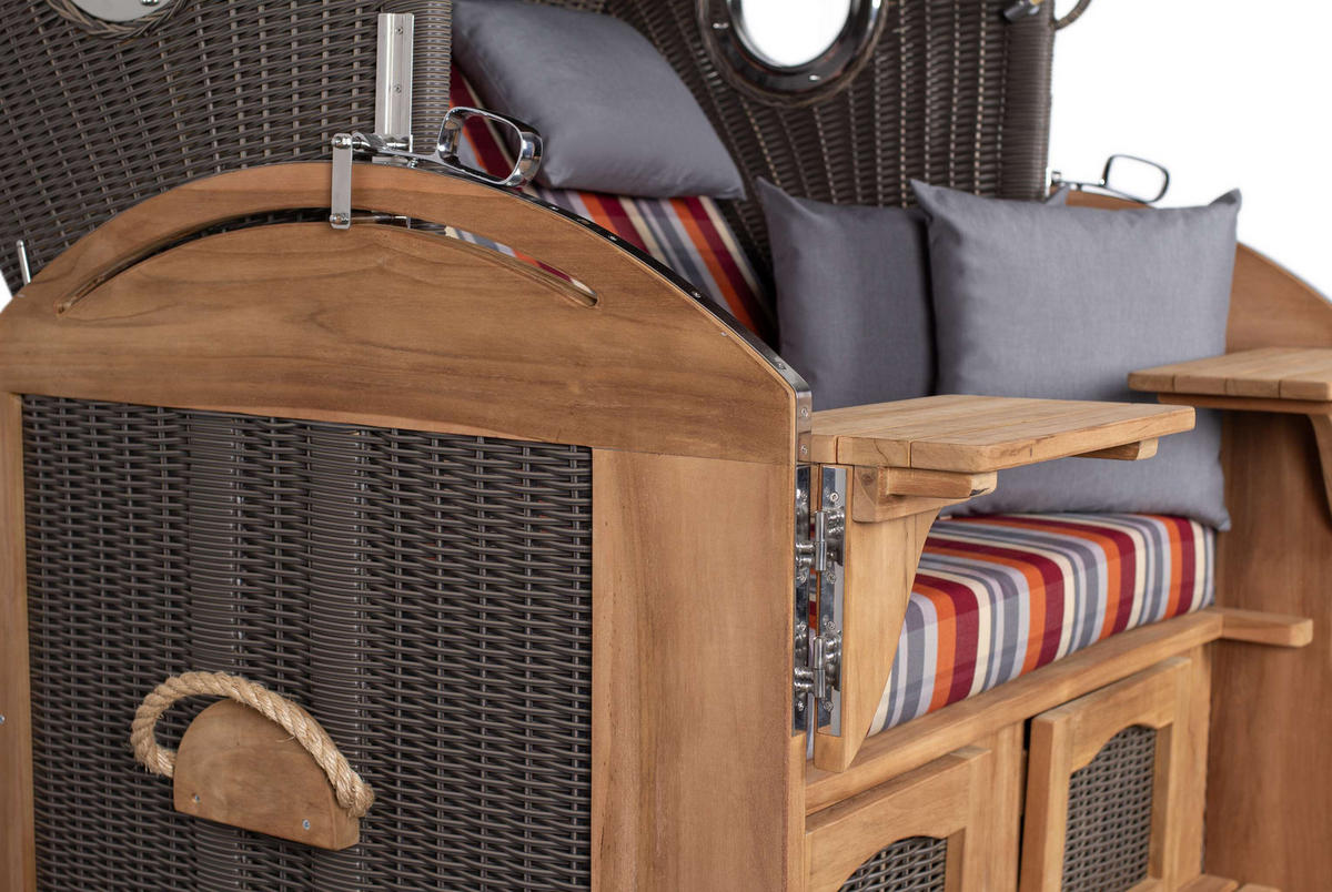 STRANDKORB XL Schillig Bullauge - Rot/Braun, Metall (142/170/95cm) - Mr. Deko