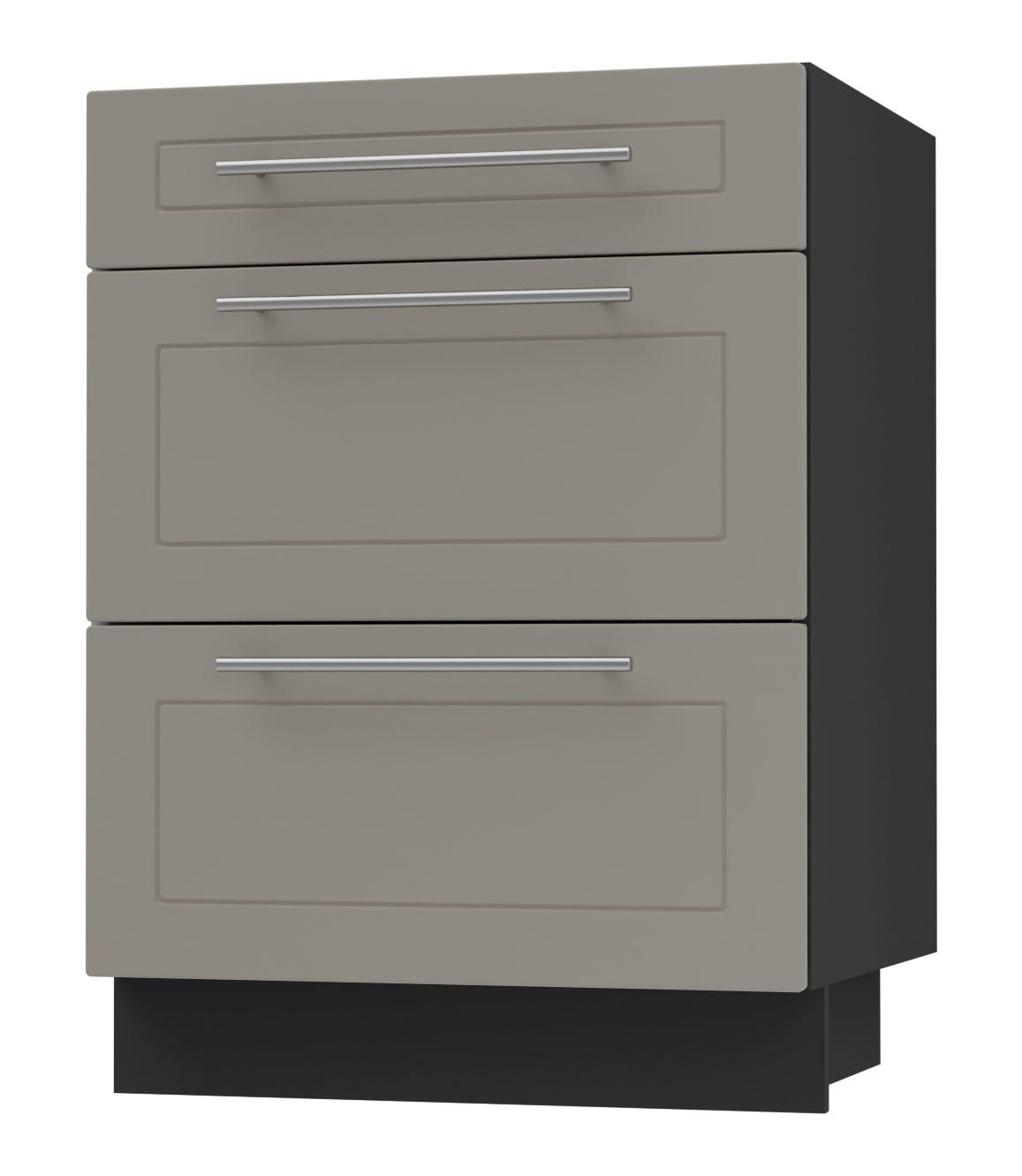 Feldmann-Wohnen Schubladenunterschrank Beige, Schwarz 60x82x50 cm