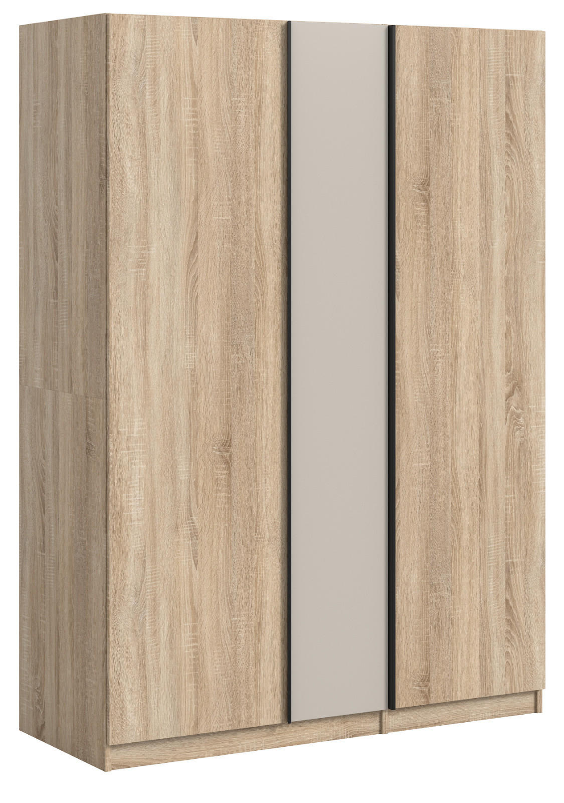 KLEIDERSCHRANK Eiche Sonoma, Kaschmir 3-türig 130 x 183 cm, Drehtürenschrank inklusive Kleiderstangen - Kaschmir/Eichefarben, Holzwerkstoff/Kunststoff (130/183/53cm) - Inn.Furn