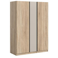 KLEIDERSCHRANK Eiche Sonoma, Kaschmir 3-türig 130 x 183 cm, Drehtürenschrank inklusive Kleiderstangen - Kaschmir/Eichefarben, Holzwerkstoff/Kunststoff (130/183/53cm) - Inn.Furn