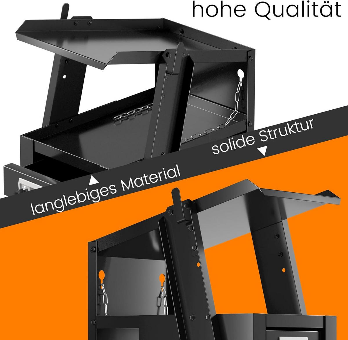 WERKZEUGWAGEN Schwarz - Schwarz, Metall (71/71/38cm) - COSTWAY