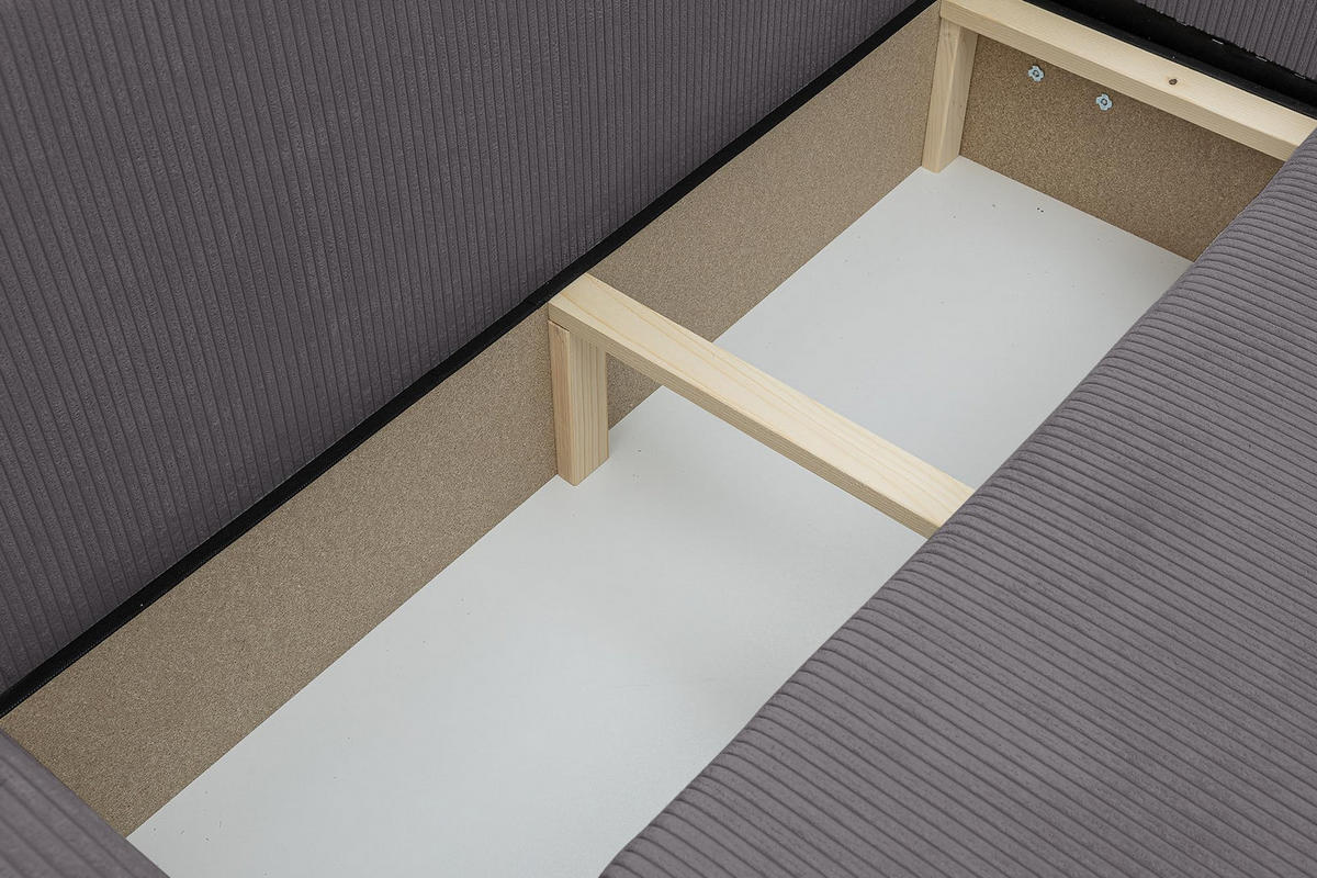 ECKSOFA Luna XL mit Schlaffunktion und Bettkasten Cord-Stoff (Dunkelgrau) - Dunkelgrau, Textil (274/142cm) - VENASI MÖBEL