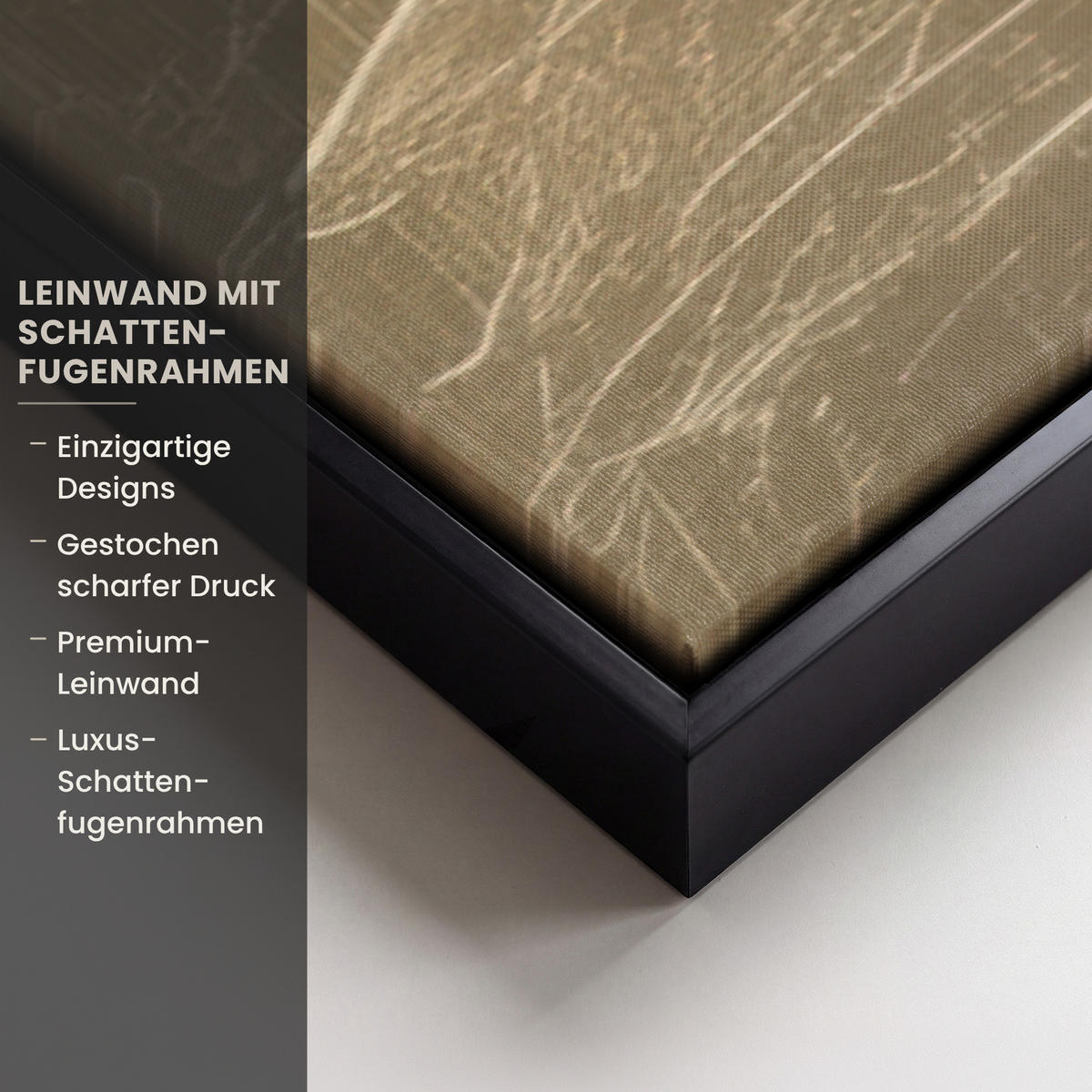 LEINWAND Bilder mit Rahmen - Gesicht - Blumen - Gold - Abstrakt - 120x80 - Goldfarben, Textil (120/80cm) - MuchoWow