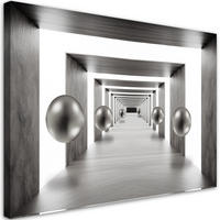 WANDBILD tunnel silber 3d kugeln - Grau, Textil (60/40cm) - Feeby