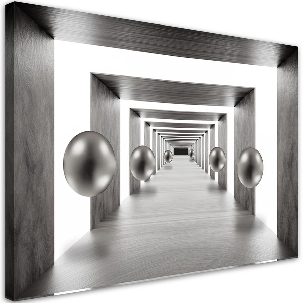 WANDBILD tunnel silber 3d kugeln - Grau, Textil (60/40cm) - Feeby