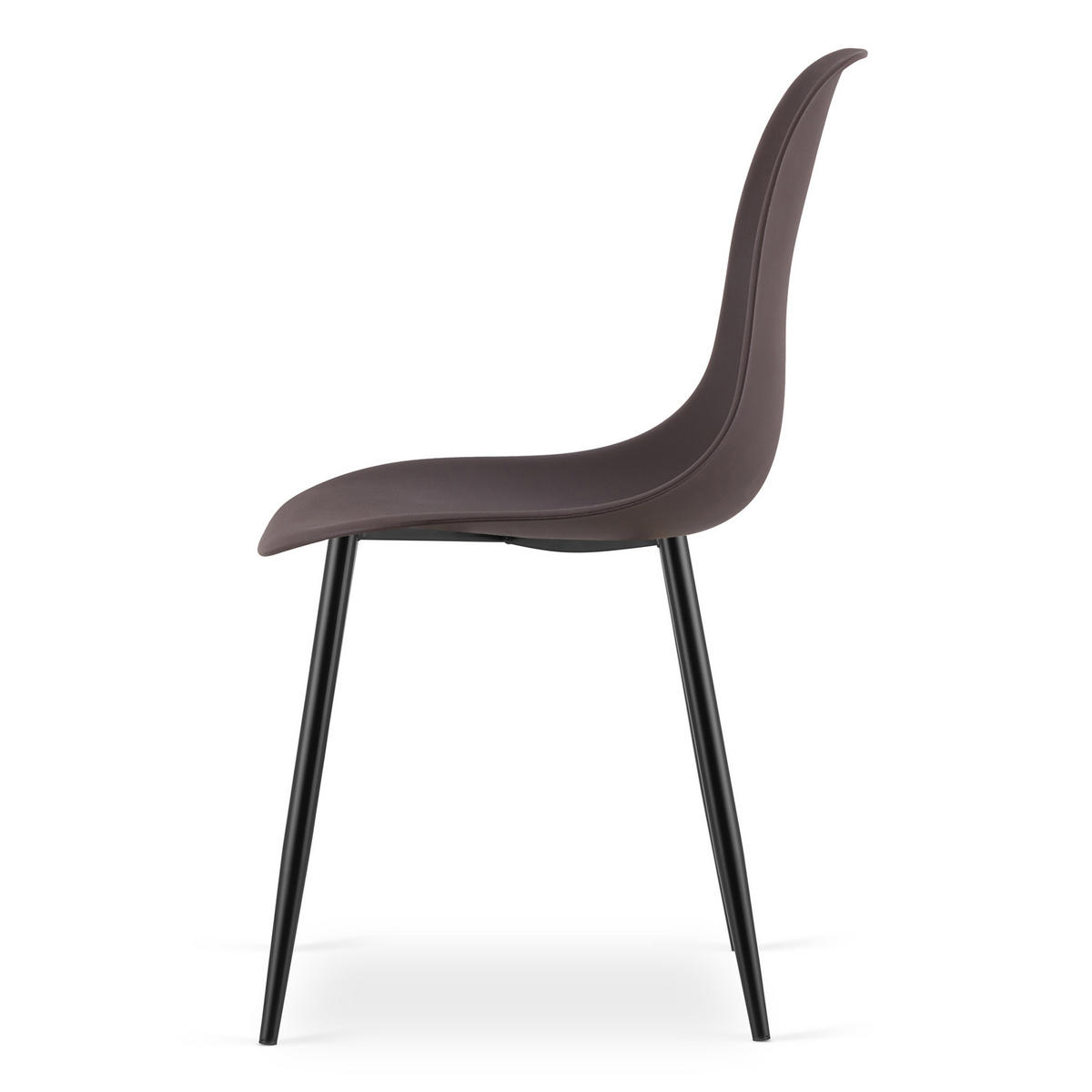 ESSZIMMERSTUHL 4-er Set KALEO Kaffeesitz, schwarze Beine - Schwarz/Braun, Kunststoff (46/84/51cm) - Valora