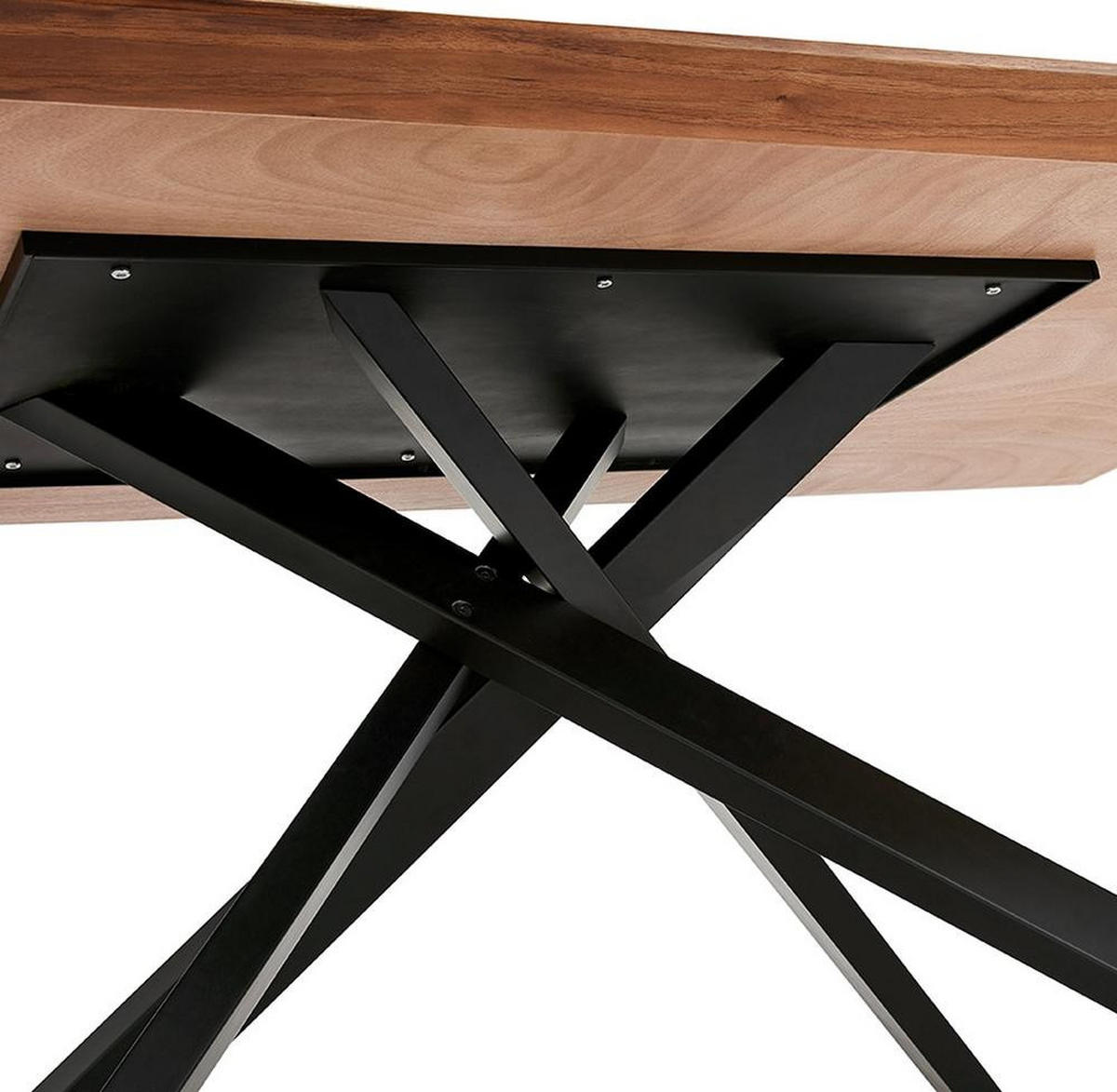 ESSTISCH Massivholz Metall X-Gestell Verschiedene Varianten NERIXO, Braun-Schwarz 200x100x75,5 cm - Schwarz/Braun, Holz/Metall (100/200/76cm) - KADIMA DESIGN