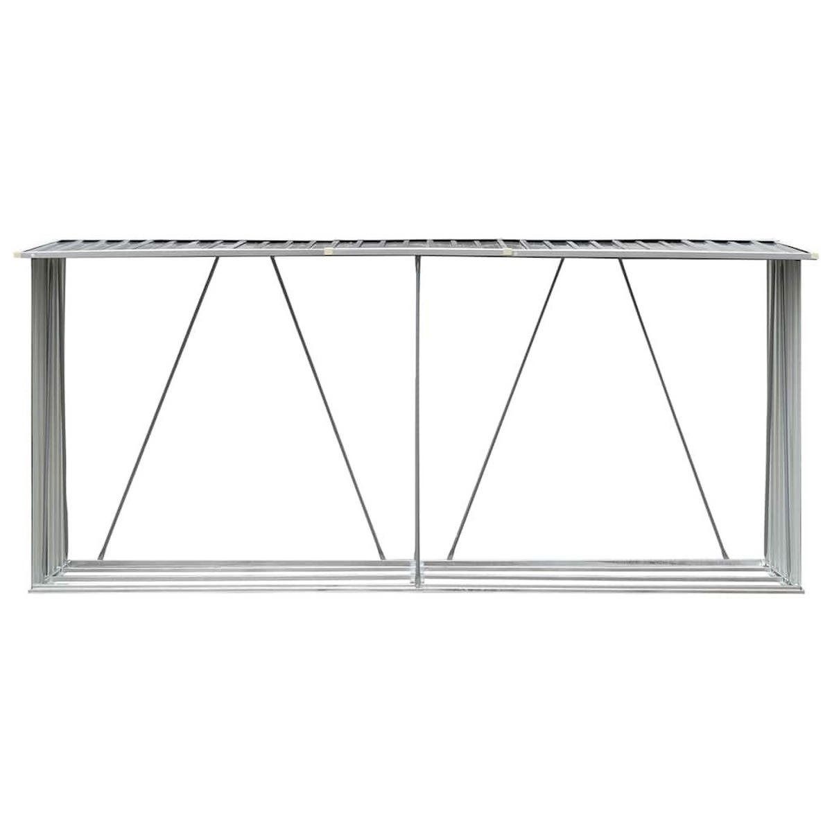 BRENHOLZUNTERSTAND 330/84/152 cm, aus Verzinkter Stahl, Grau - Grau, Metall (330/152/84cm) - vidaXL