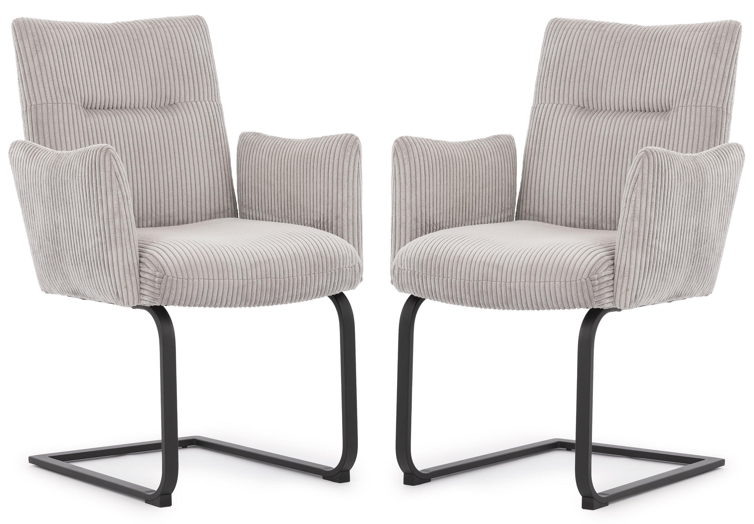 S-Style SADA ŽIDLÍ 2 kusy Hera s područkami v moderním designu ze šedého manšestru