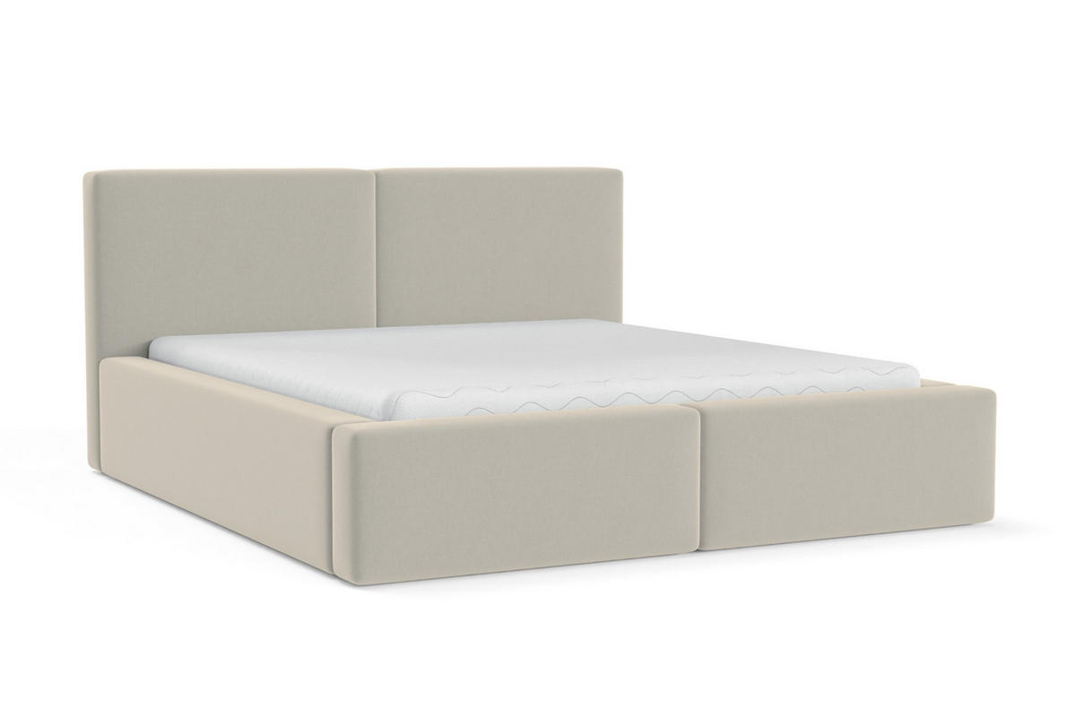 POLSTERBETT BERNO 180/200 in Velours Beige - Beige, Holz/Holzwerkstoff (180/200cm) - Deine Möbel 24