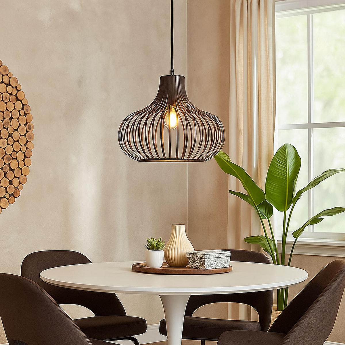 LED PENDELLEUCHTE MATEO, Metall, rostfarben matt - Bronzefarben, Metall (40/40/150cm) - Nowa