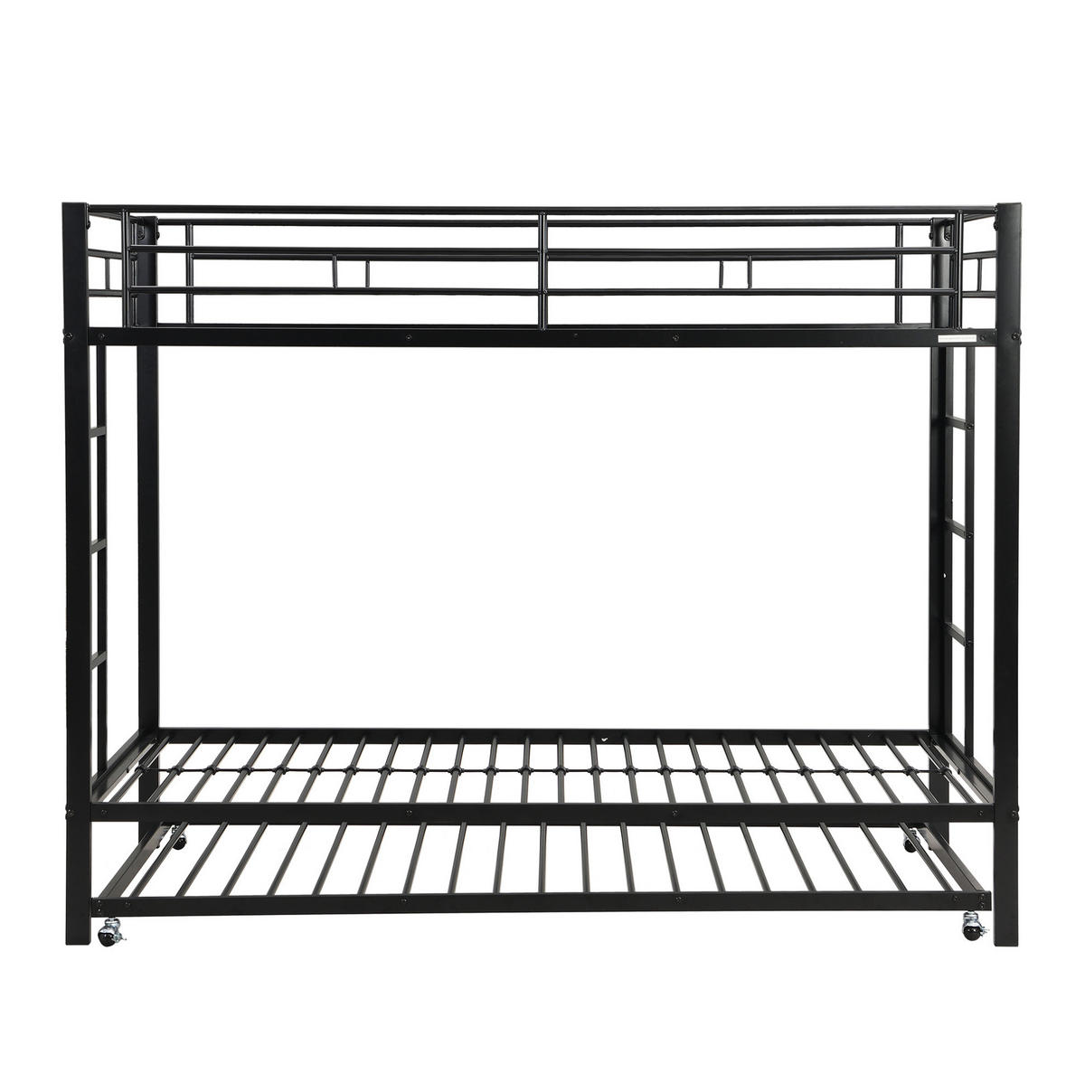 ETAGENBETT 90/200 cm aus Metall mit Ausziehbett und hohem Sicherheitsgeländer Schwarz - Schwarz, Metall (90/200cm) - Modenvie