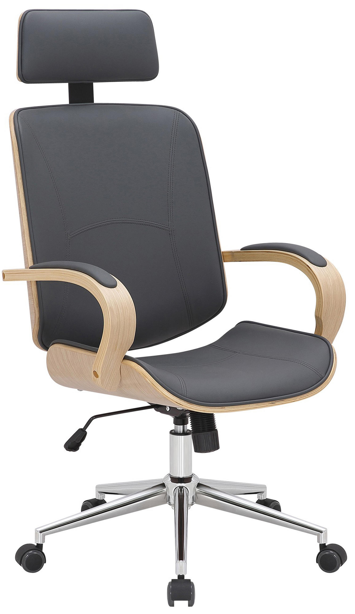 BÜROSTUHL Daytona natura/grau - Chromfarben/Grau, Metall (70/125/70cm) - TPFLiving