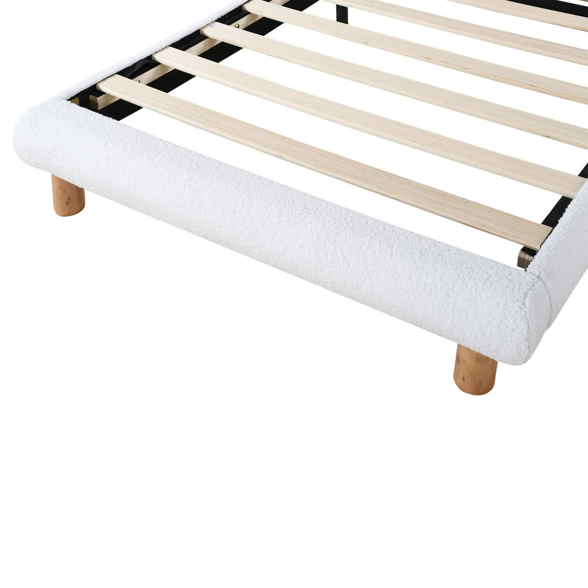 POLSTERBETT 90x200 cm, Weiß, Halbkreisform-Kopfteil - Weiß, Textil/Metall (90/200cm)