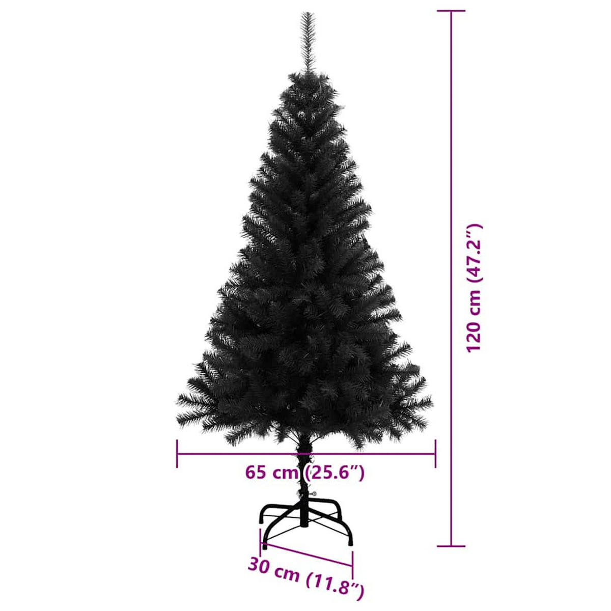 WEIHNACHTSBAUM 65/65/120 cm Schwarz PVC - Schwarz, Kunststoff (120cm) - vidaXL