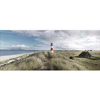 GLASBILD 125x50 cm Strand Leuchtturm Sylt - Beige, Glas (125/50cm) - artissimo