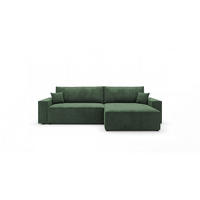 ROHOVÁ pohovka VIENNA pravá zelená manšestr Poso 14 - funkce spaní, úložný prostor - zelená barva, textil (285/184cm) - Cornero