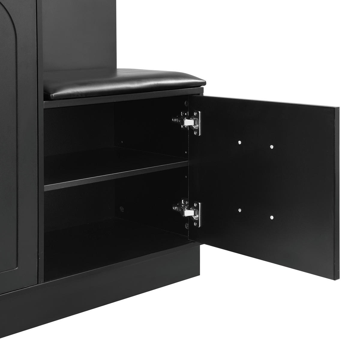 GARDEROBE kompakt Spiegel Schuhschrank Eingang modern - Schwarz, Holzwerkstoff (110/185.5/33cm) - FLIEKS