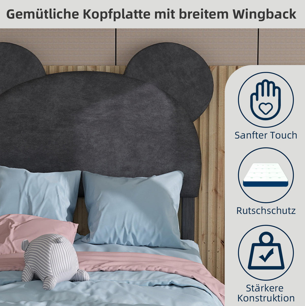 POLSTERBETT 90/200 cm grau aus Stoff und Metall mit Stauraum - Grau, Textil (90/200cm) - OKWISH