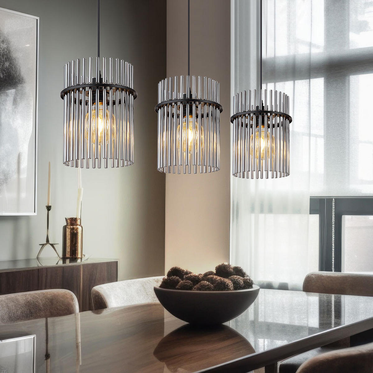 LED HÄNGELEUCHTE Gorley Metall Schwarz - Schwarz, Glas (80/20/140cm) - Globo Lighting