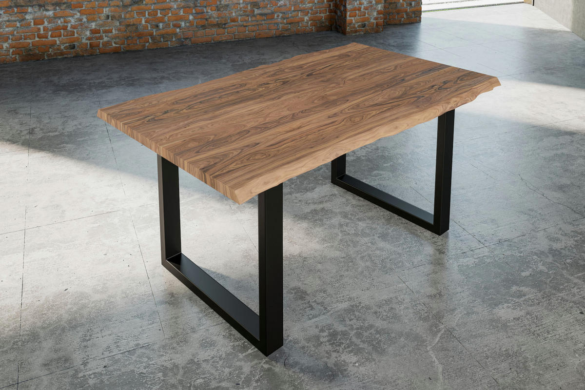 ESSTISCH LAUREN - Beige/Schwarz, Holz/Metall (85/160/77cm) - SAM