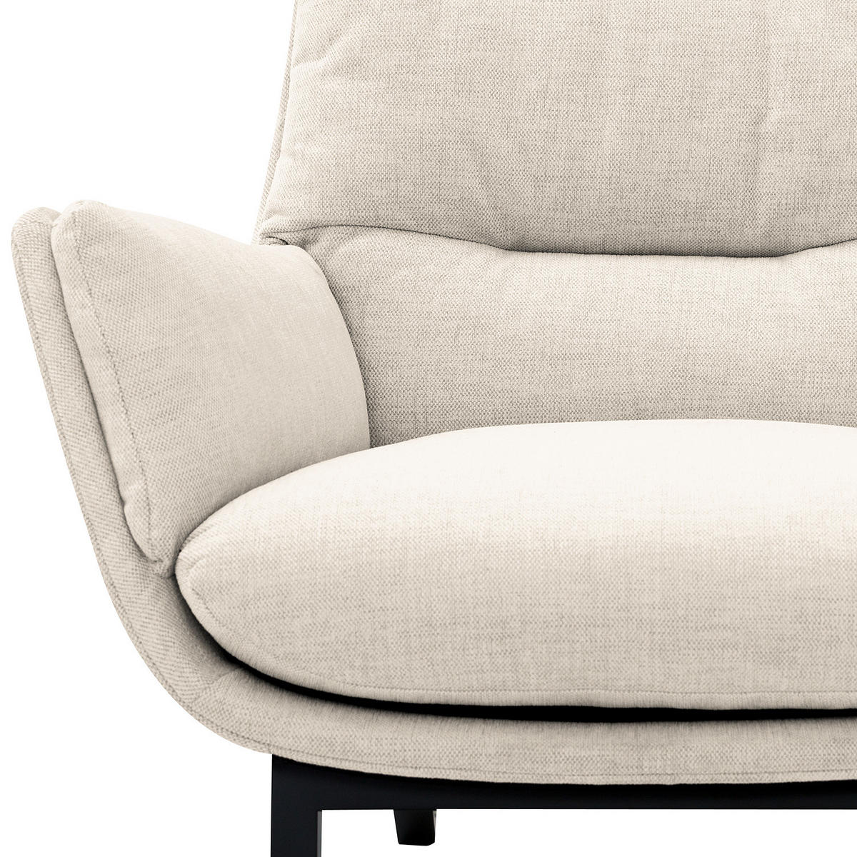 SESSEL mit Holzfüßen - Beige/Schwarz, Eichenholz/Textil (83/95/97cm) - home24