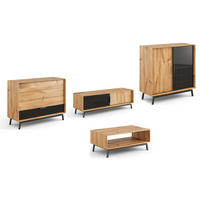 WOHNWAND 4er-Set Modern Loft Eiche Natur 523 / 60 / 101cm - Eichefarben/Schwarz, Holz/Metall (523/101/60cm) - Feldmann-Wohnen