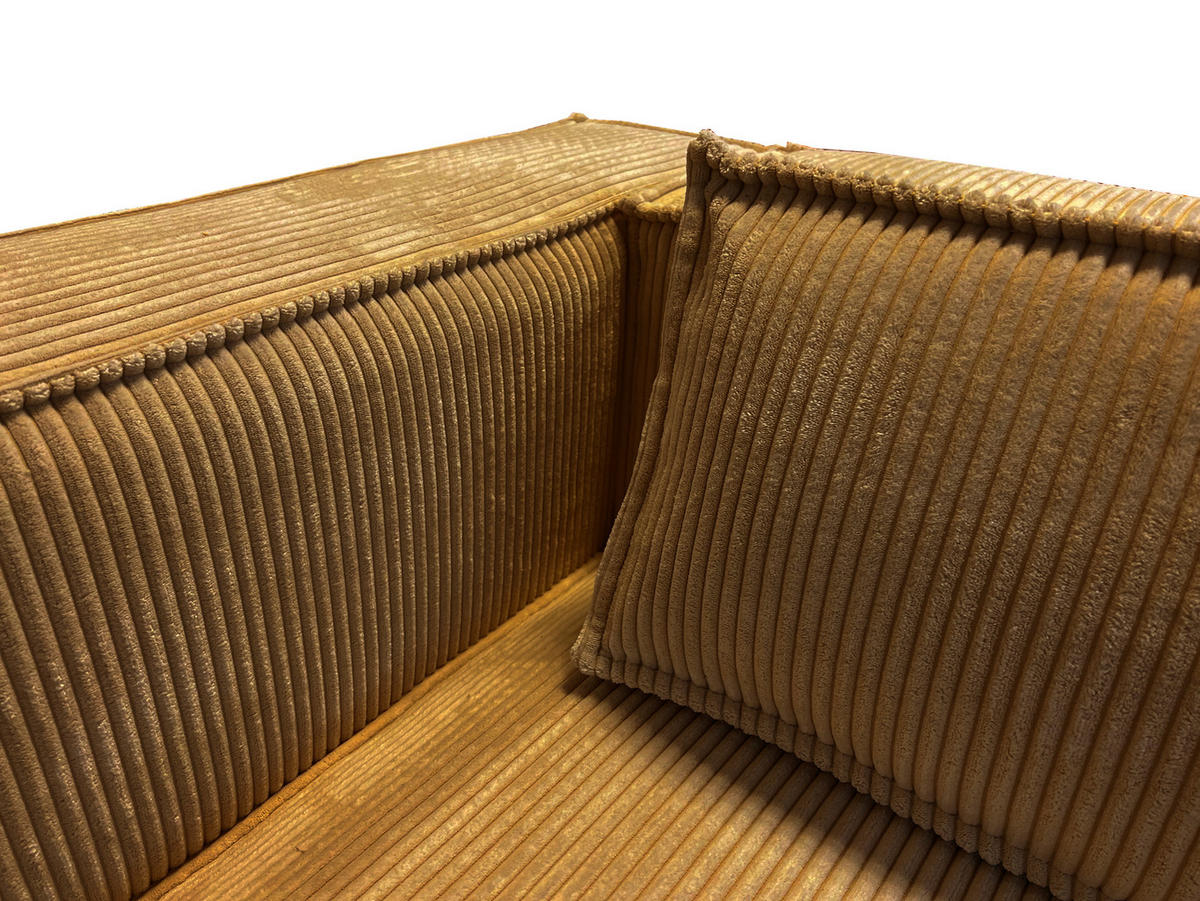 ECKSOFA Nova Honig Cord, Ottomane rechts - Schwarz/Honig, Holz/Kunststoff (262/176cm) - S-Style Möbel