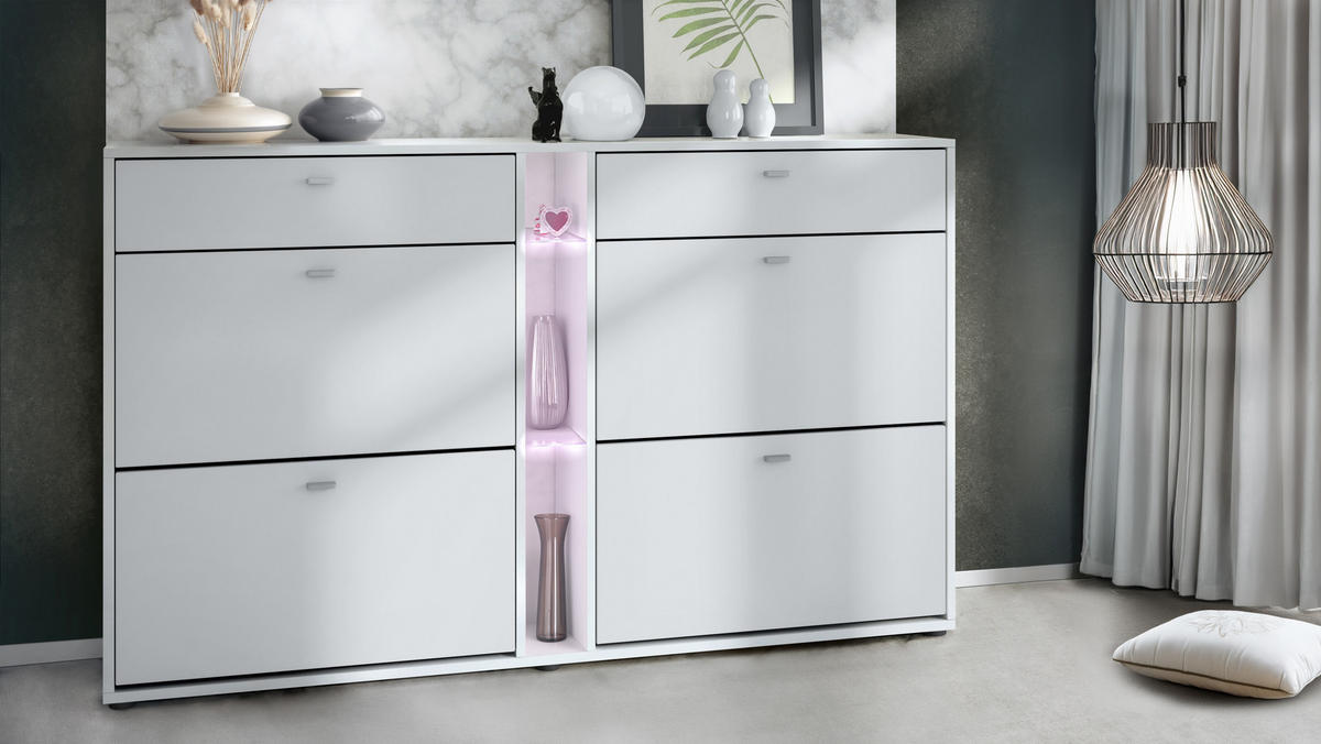 SCHUHSCHRANK Today Fronten in Weiß matt - Weiß, Holzwerkstoff (155.5/95/28cm) - Vladon