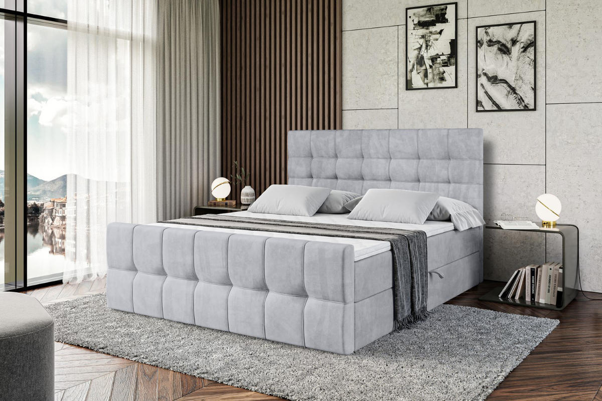 BOXBETT BERO-Z - 140 x 200 - H4 - Hellgrau - Grau, Holzwerkstoff (140/200cm) - ALTDECOR