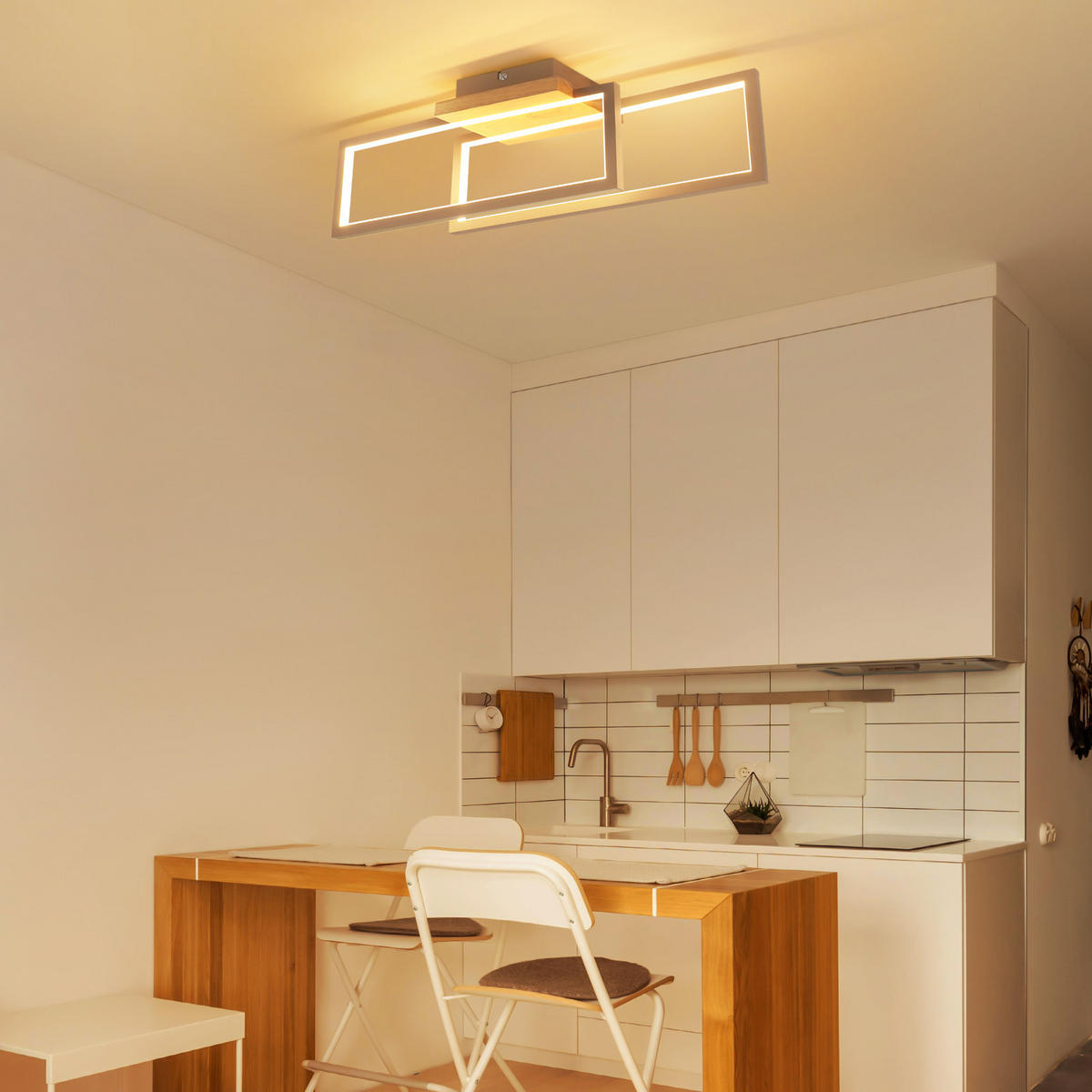 LED DECKENLEUCHTE Bralyn 48/13/16 cm - Braun, Holz/Metall (48/13/16cm) - ZMH
