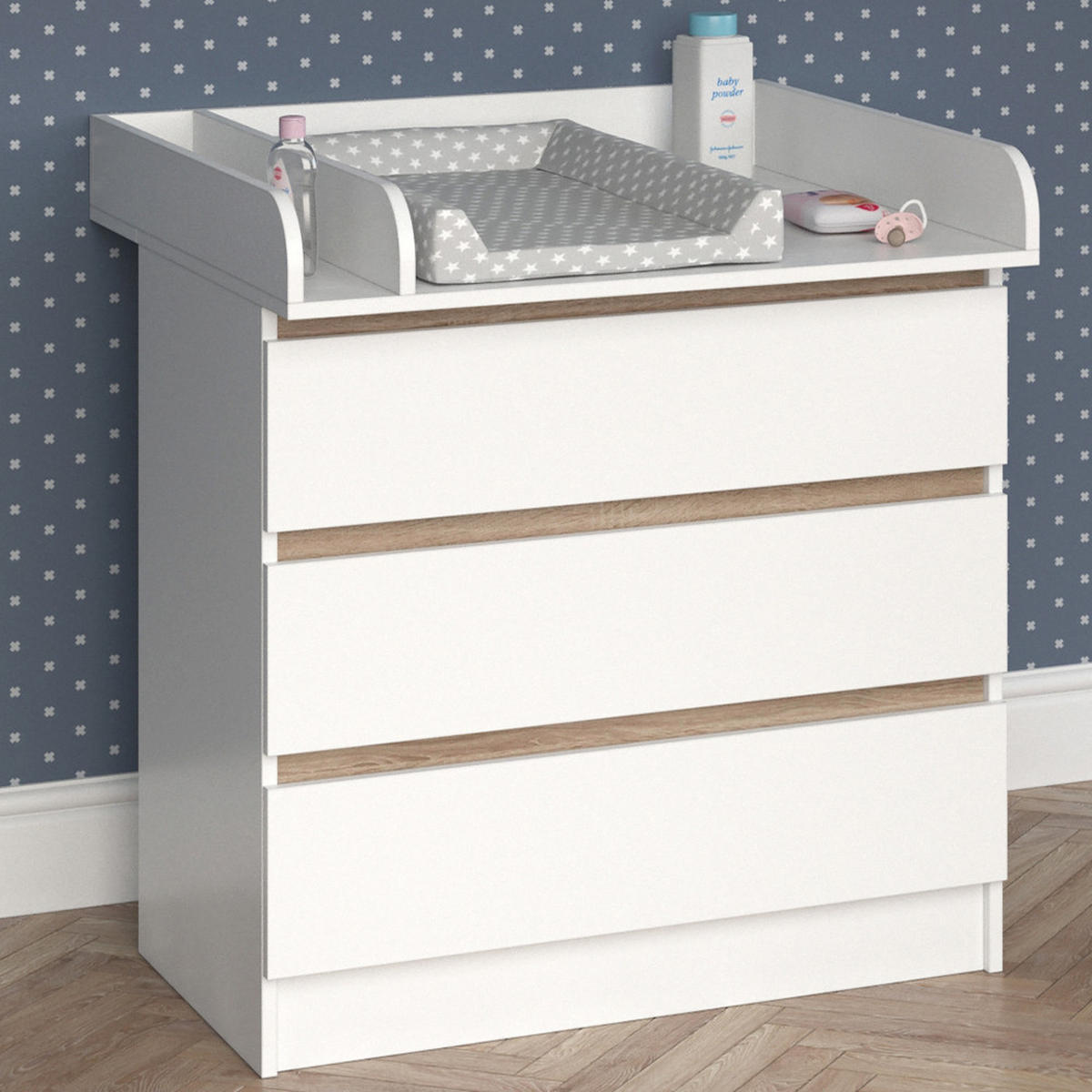 WICKELKOMMODE Emma Weiß 80 x 78 cm - Weiß, Holzwerkstoff (80/87/76cm) - Vicco