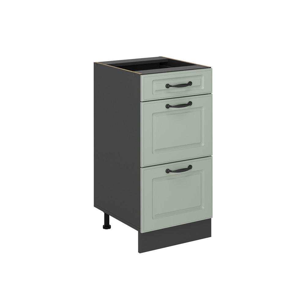 KÜCHENUNTERSCHRANK R-Line, Mint Landhaus/Anthrazit, 40 cm mit Schubladen ohne Arbeitsplatte - Anthrazit/Mintgrün, Holzwerkstoff (40/81.6/46cm) - Vicco