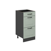 SPODNÍ SKŘÍŇKA KUCHYŇSKÉ LINKY R-Line, Mint venkovský dům/Antracit, 40 cm se zásuvkami bez pracovní desky - mátově zelená/antracitová, kompozitní dřevo (40/81.6/46cm) - Vicco
