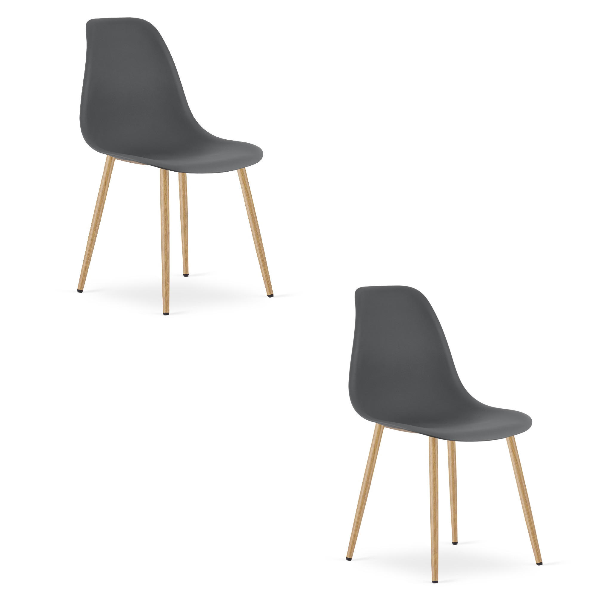 ESSZIMMERSTUHL 2-er Set KALEO dunkelgrauer Sitz, natürliche Beine - Dunkelgrau/Naturfarben, Kunststoff (46/84/51cm) - Valora