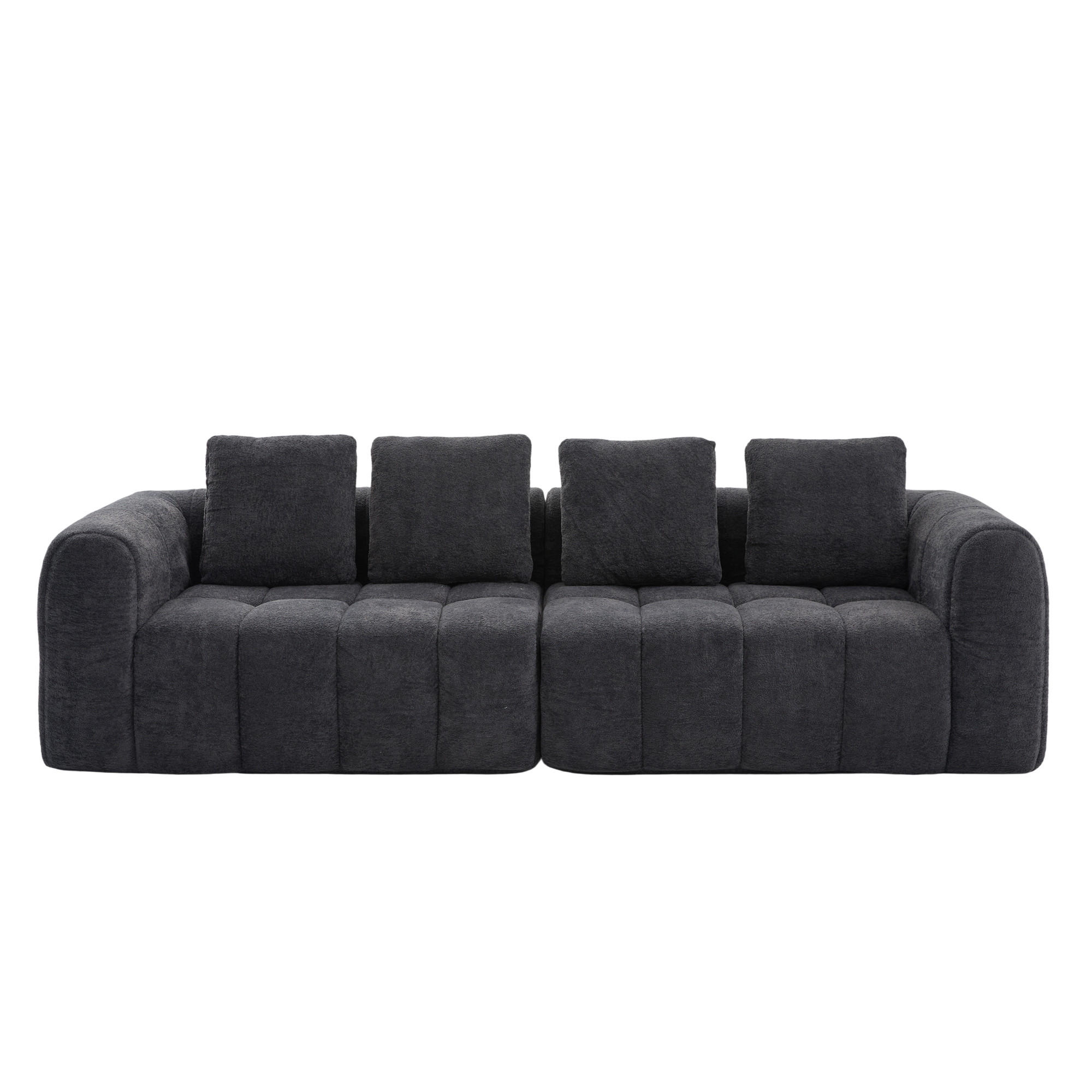 4-SITZER SOFA Modulares Dunkelgrau Samtstoff 260cm Montagefrei - Dunkelgrau, Textil (260/70/95.5cm) - Urban Meuble