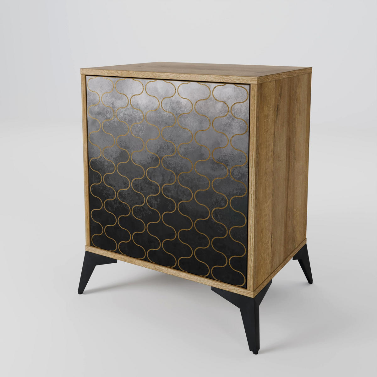 SIDEBOARD TESSELATED GRAYISH, Eichefarben, 57,5x42x57,5 cm, Ohne Füße - Eichefarben/Multicolor, Holzwerkstoff (57.5/57.5/42cm) - SpaceRebels