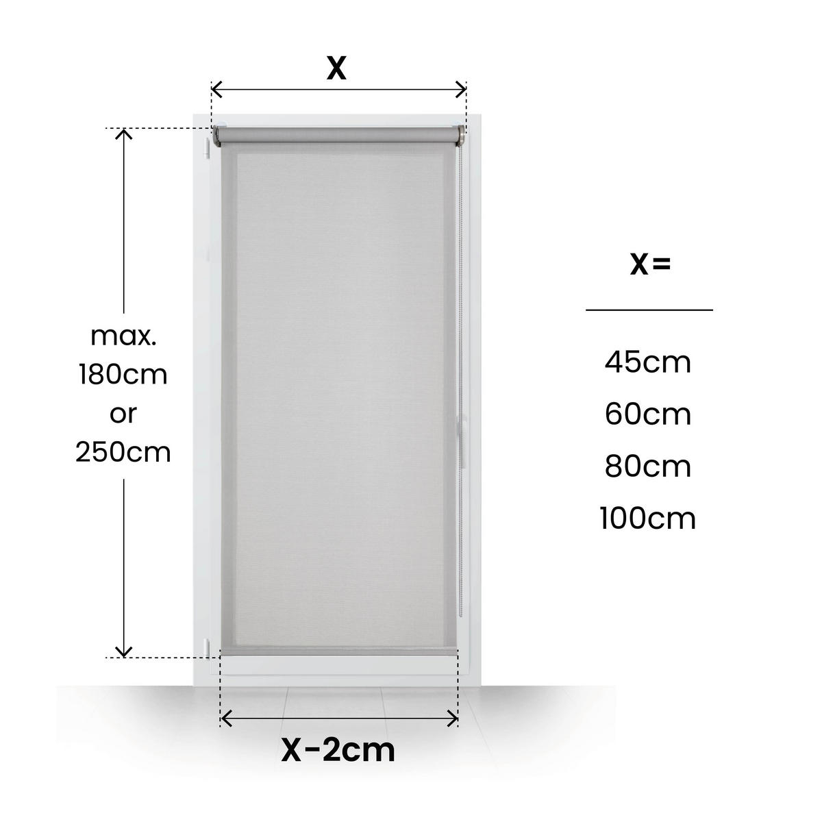 SCREEN-ROLLO Plus Easyfix Grau 45x180 - Grau, Kunststoff (45/180/1cm) - STORESDECO