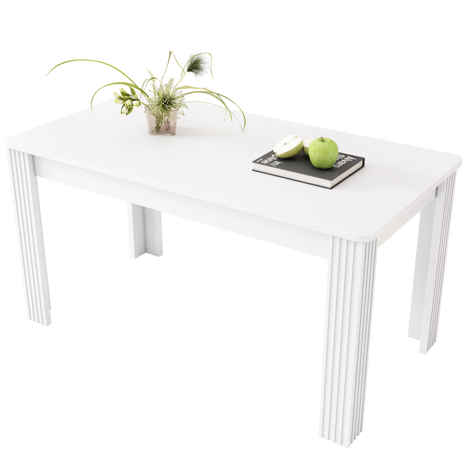 Modfu JÍDELNÍ stůl 116x65x75 cm bílý z dřevotřísky se čtyřmi stabilními nohami