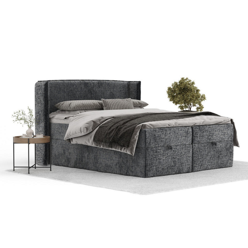 Thumbnail - Maison de Reve Boxbett, Anthrazit, Textil, Buche, Kiefer, H3, Höhe ca. 20 cm, 180x200 cm, Oeko-Tex® Standard 100, FSC 10...