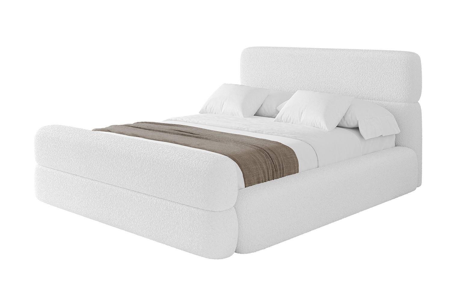 POLSTERBETT mit Bettkasten, Fußteil und Lattenrost, Boxbett mit Matratze H3/H4 - ENORA-Z 180x200 Weiß - Weiß, Holzwerkstoff/Textil (180/200cm) - ALTDECOR