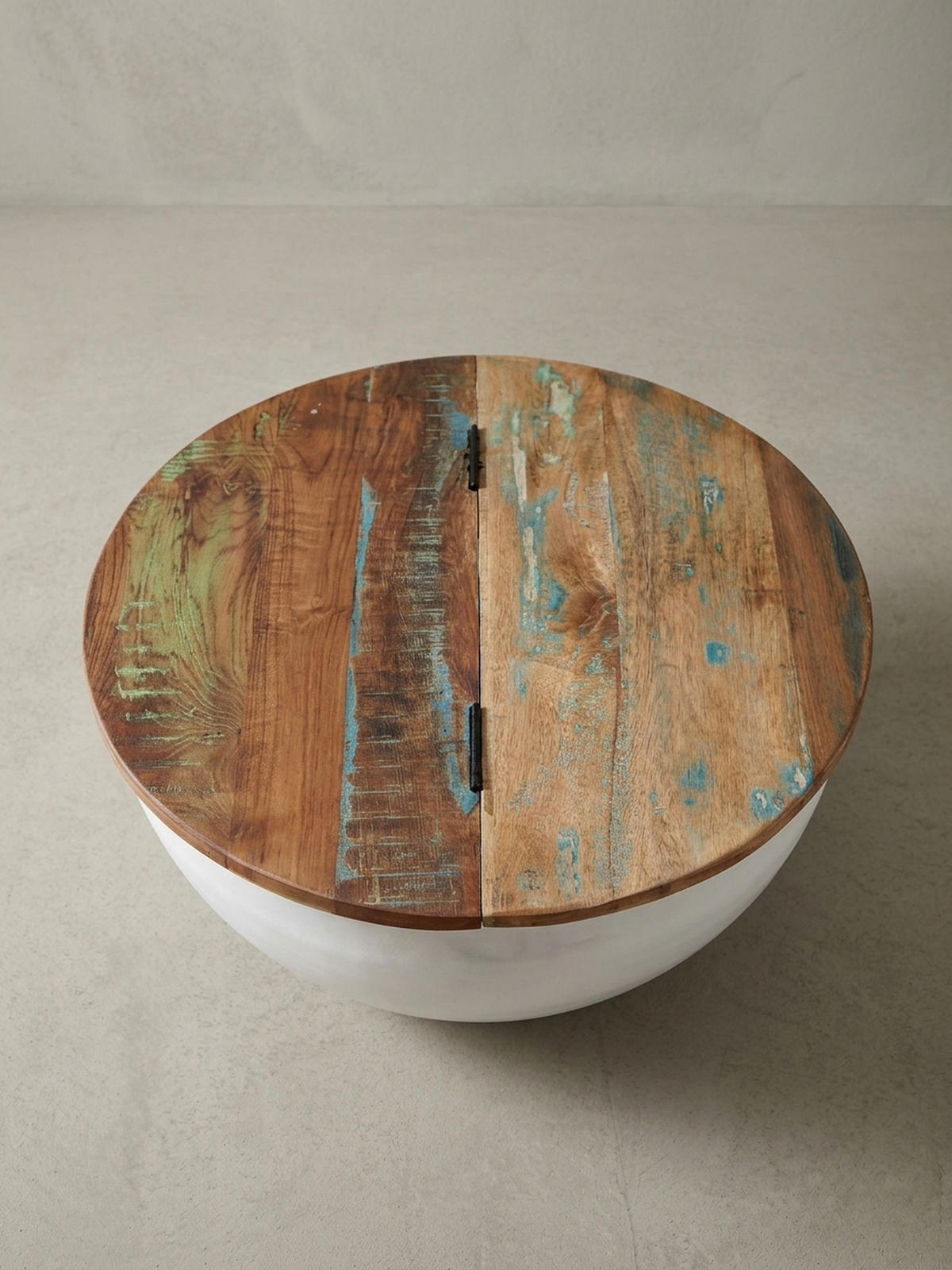 COUCHTISCH Industrie Stil mit klappbarer Tischplatte, Aufbewahrung, Massivholz, Metallkörper, Weiß 60x60x34 cm - Weiß, Holz/Metall (60/60/34cm) - KADIMA DESIGN