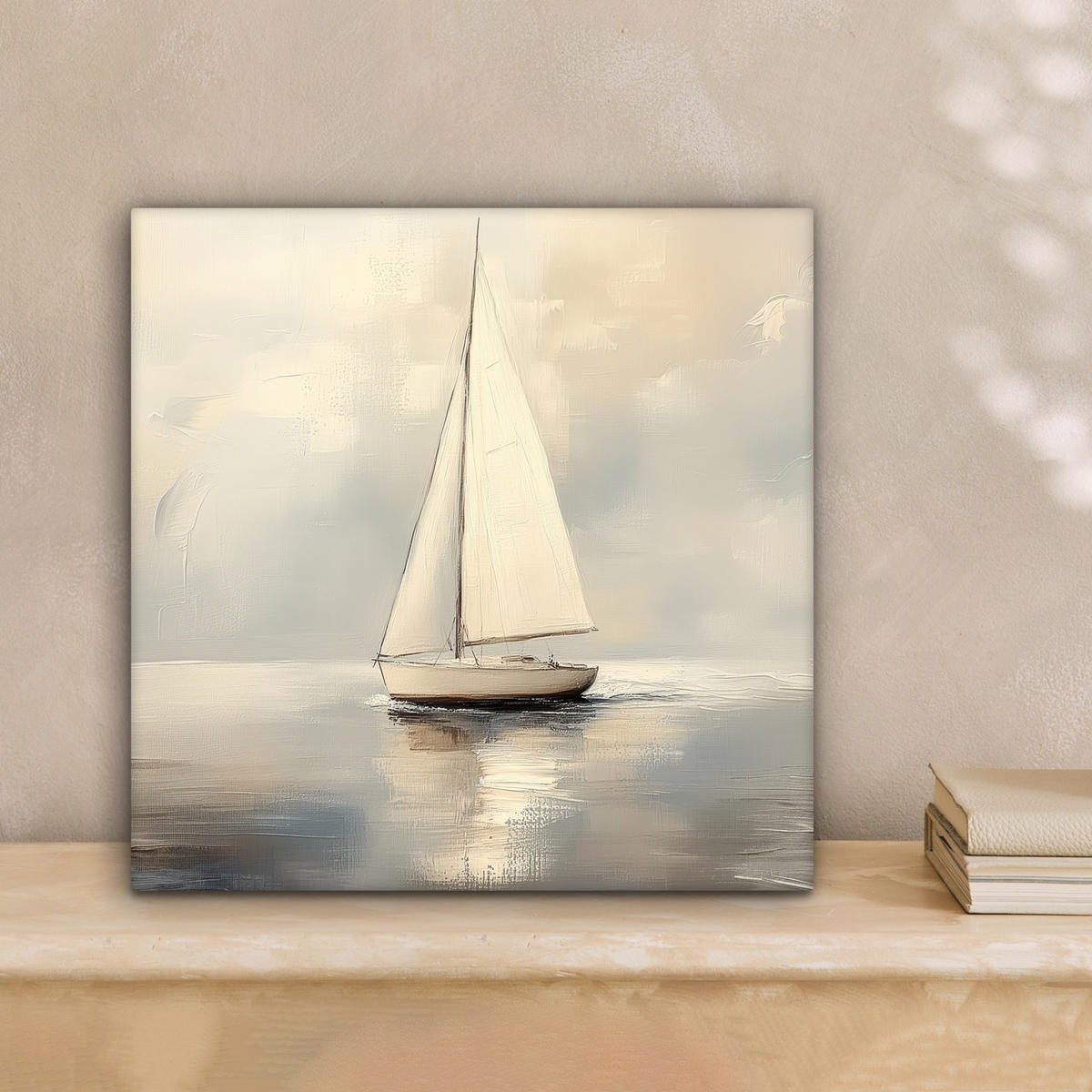 LEINWANDBILD Segelschiff - Meer - Bewölkt 20x20 cm - Creme, Textil (20/20cm) - MuchoWow