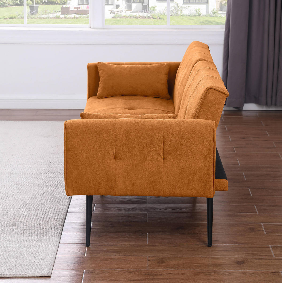 SOFA mit Cordbezug Stoff Orange - Orange, Holzwerkstoff (175/71/71cm) - Meubliv