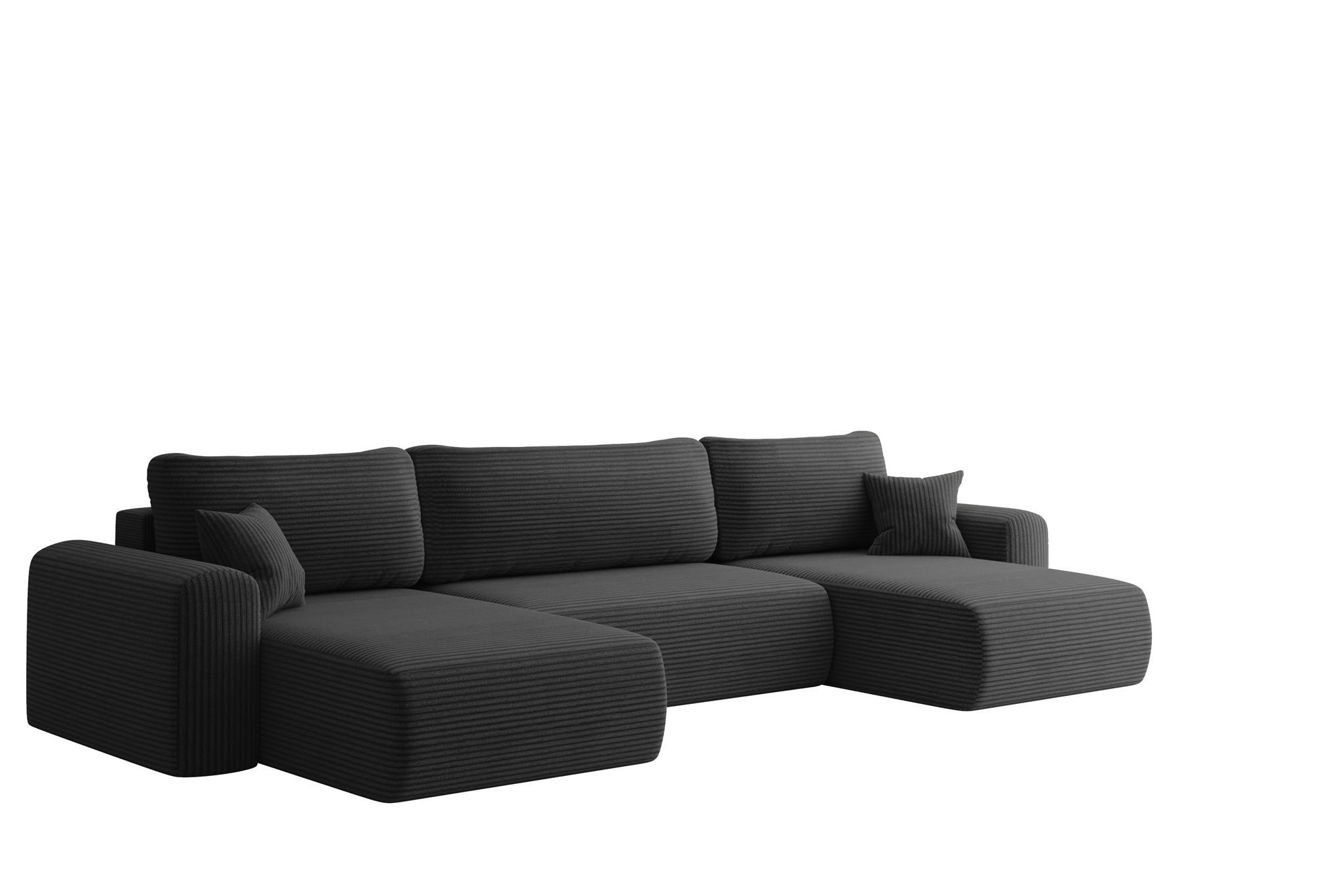 WOHNLANDSCHAFT Flora In Poso - Schwarz, Holzwerkstoff/Textil (362/83/145cm) - Fun Möbel